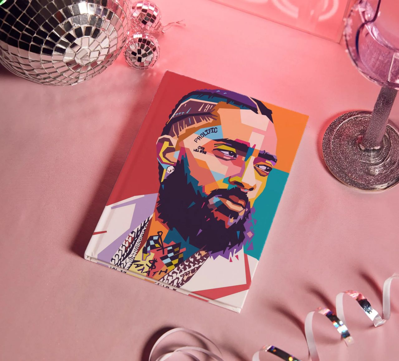 Nipsey Hussle pop art portrait notebook by Hantamrata