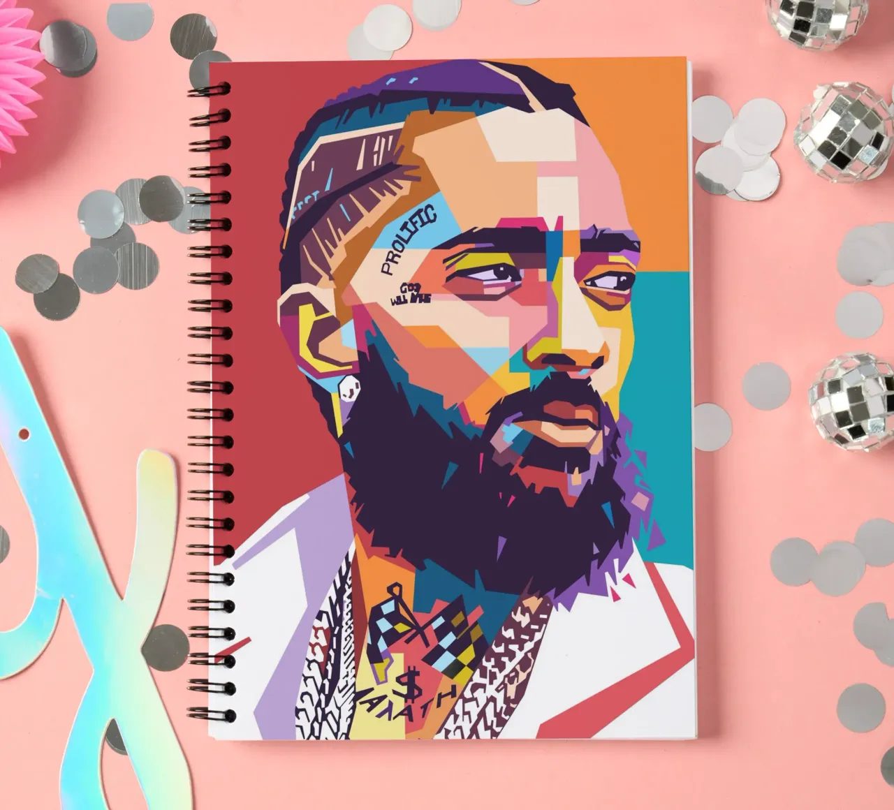 Nipsey Hussle pop art portrait spiral notebook by Hantamrata