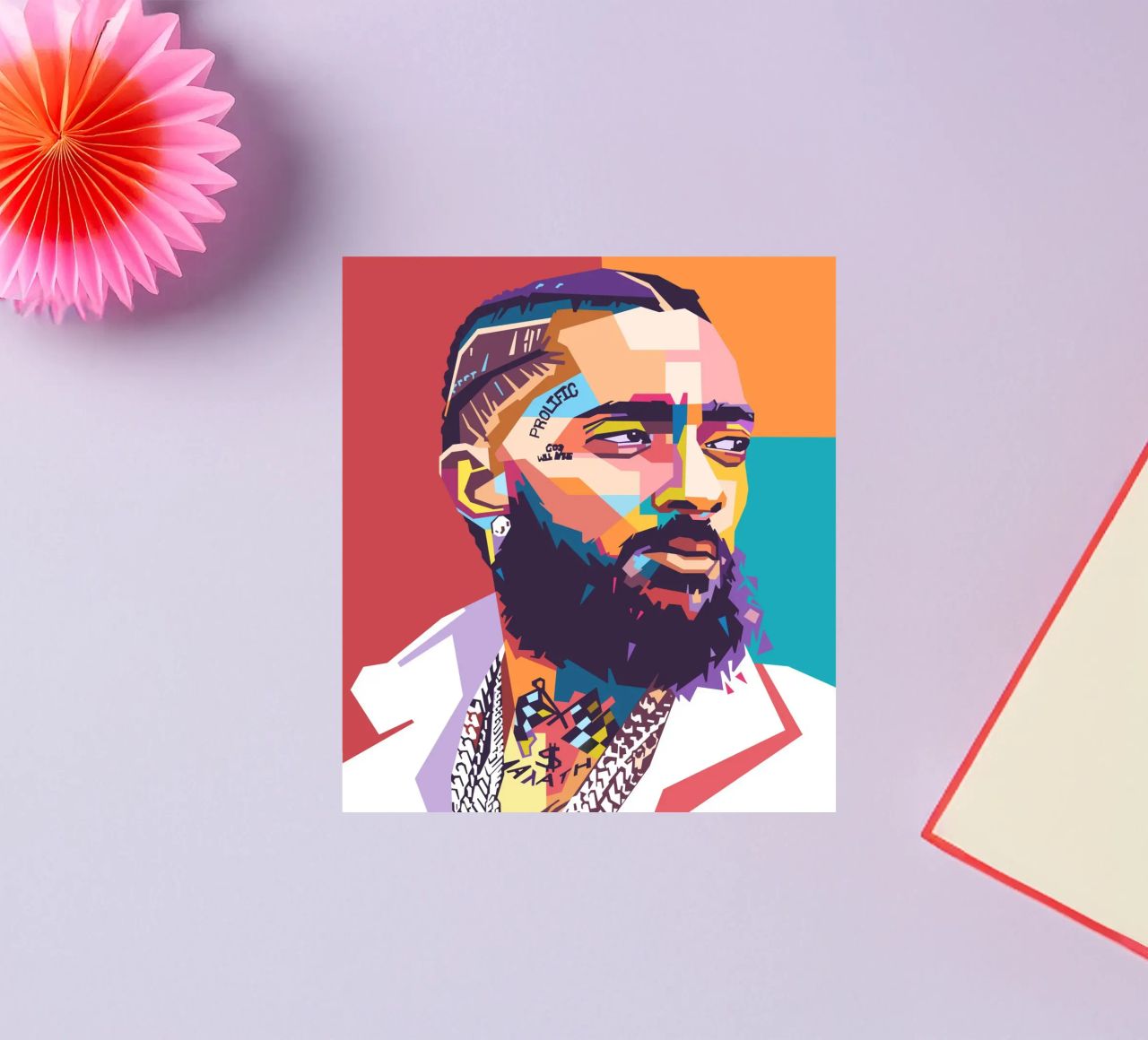 Ritratto pop art di Nipsey Hussle adesivo da Hantamrata