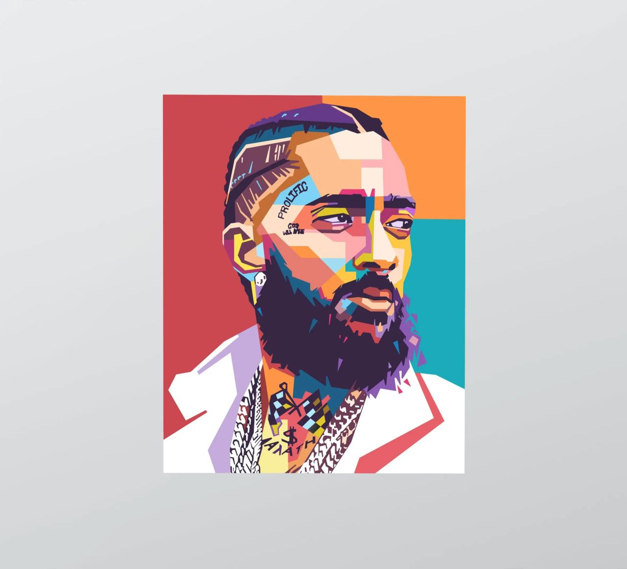 Ritratto pop art di Nipsey Hussle adesivo da Hantamrata