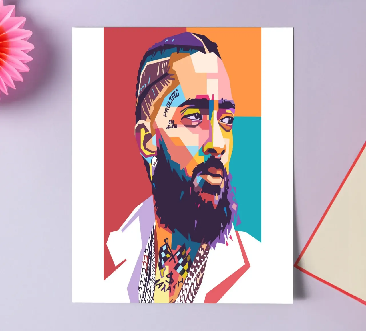 Ritratto pop art di Nipsey Hussle foglio adesivo da Hantamrata