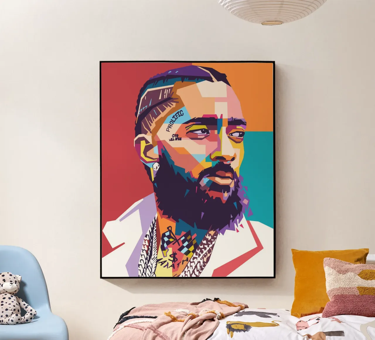 Ritratto pop art di Nipsey Hussle plexiglass da Hantamrata