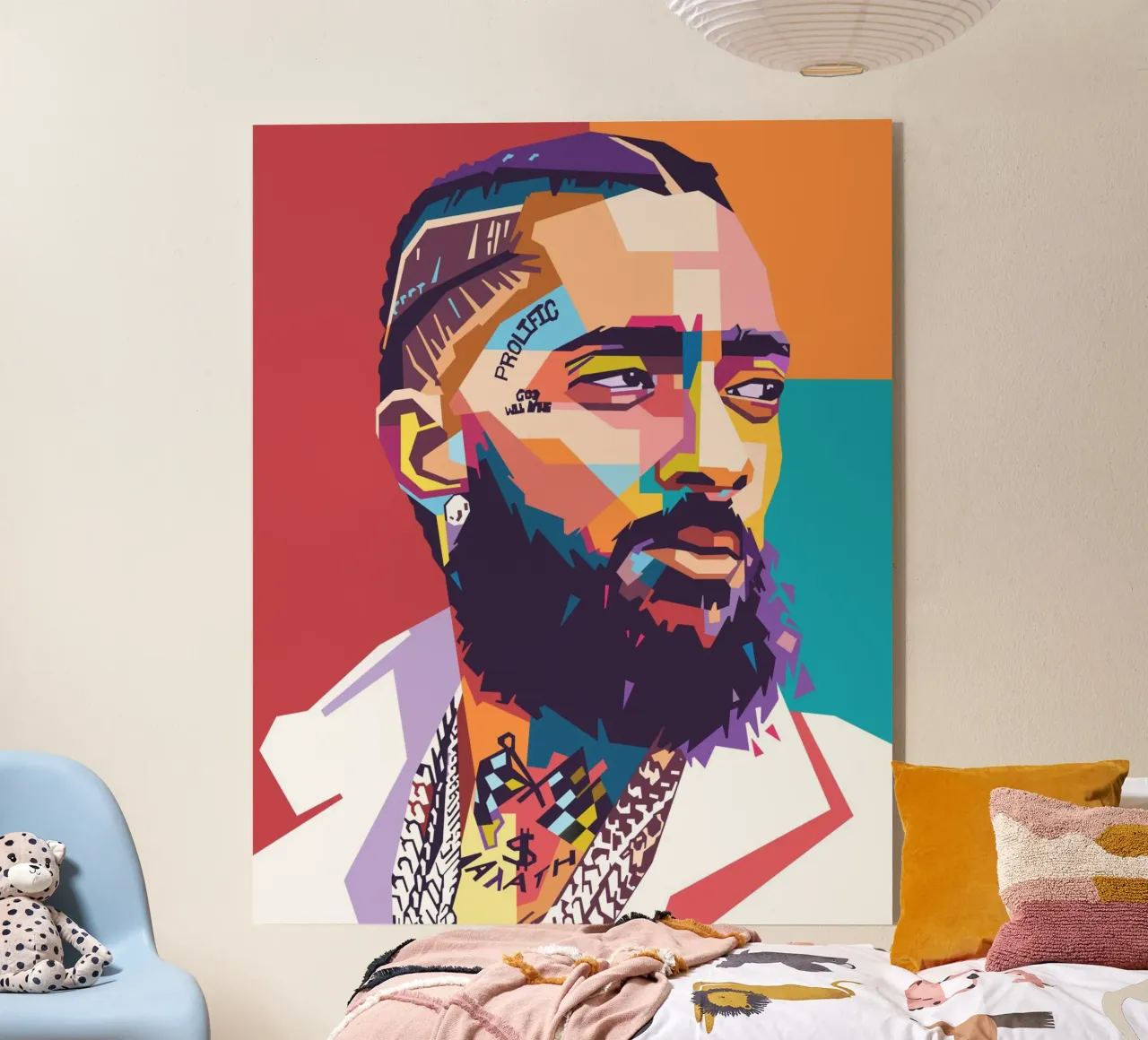 Ritratto pop art di Nipsey Hussle plexiglass da Hantamrata
