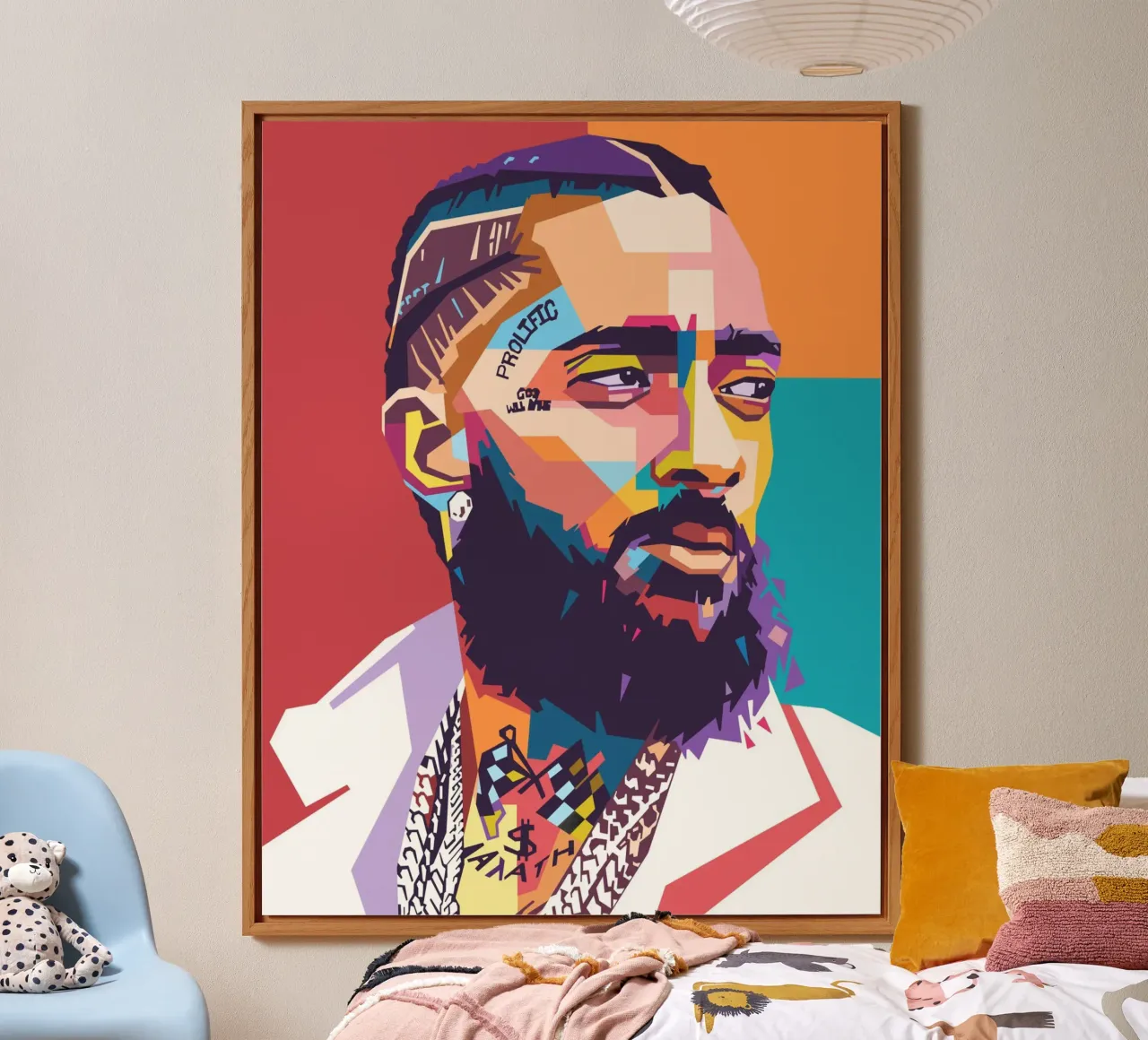 Ritratto pop art di Nipsey Hussle alluminio dibond da Hantamrata
