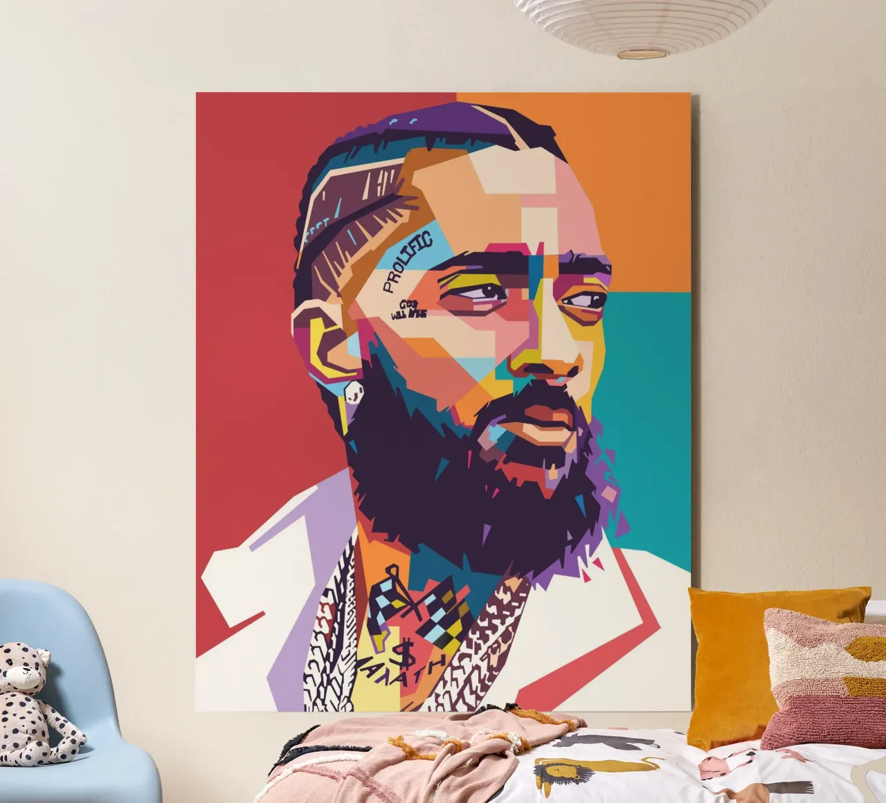 Ritratto pop art di Nipsey Hussle alluminio dibond da Hantamrata