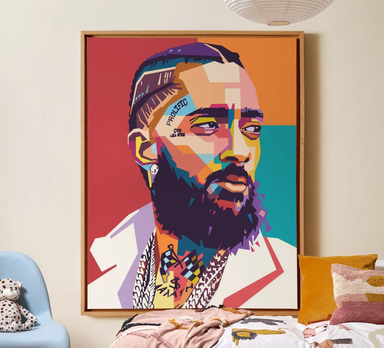 Ritratto pop art di Nipsey Hussle tela da Hantamrata
