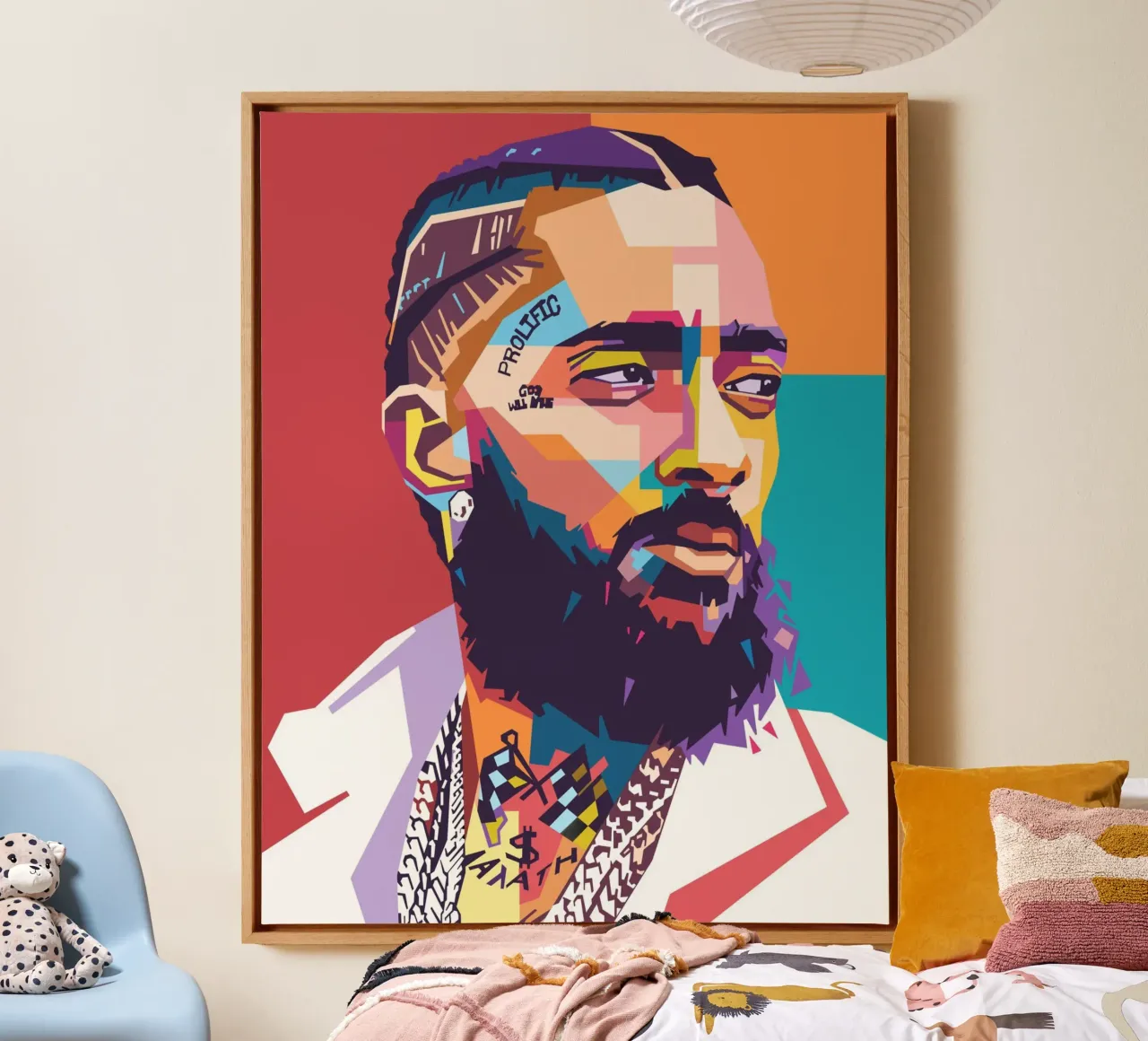 Nipsey Hussle pop art portrait canvas by Hantamrata