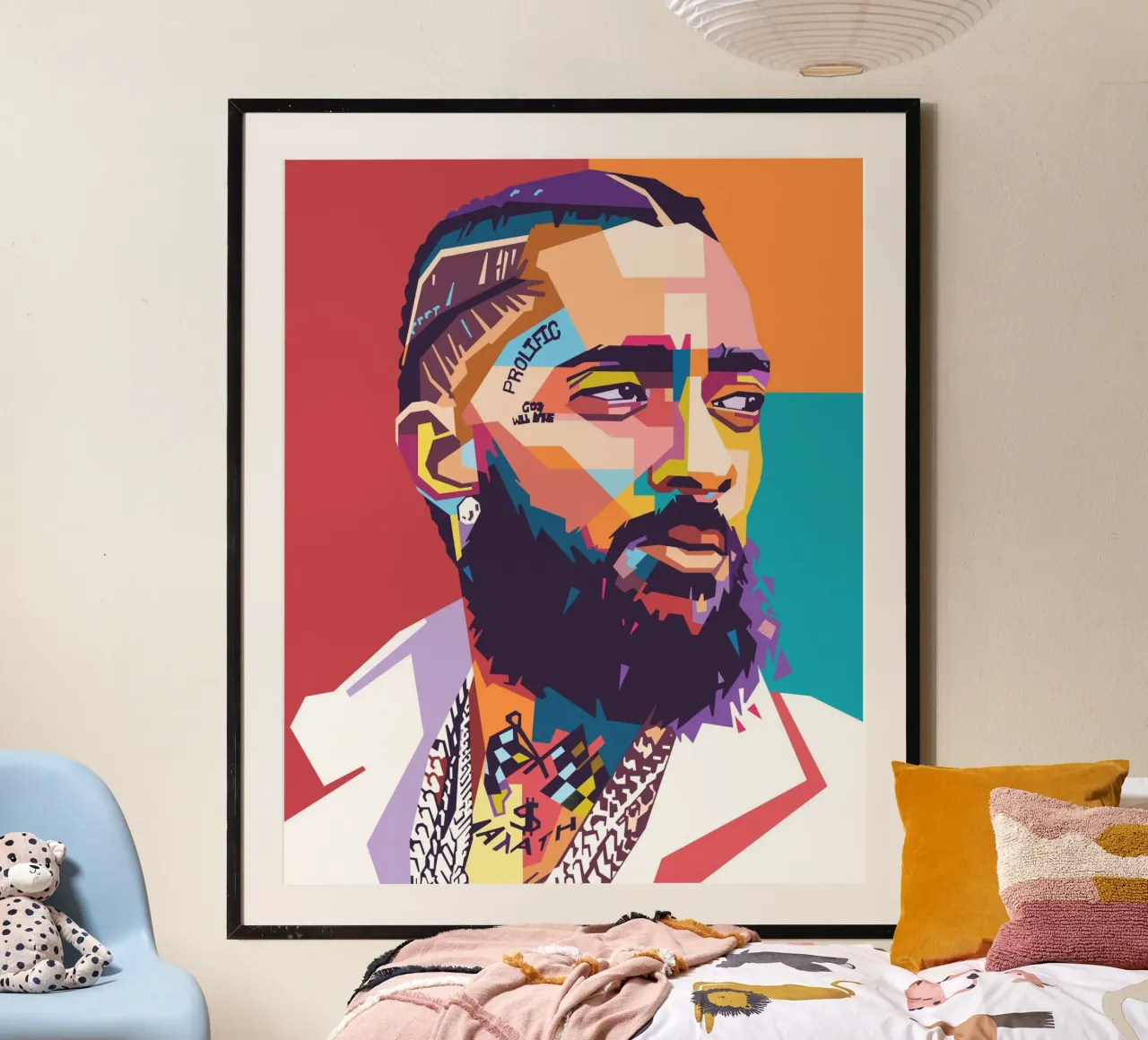 Nipsey Hussle pop-art portret hahnemühle van Hantamrata