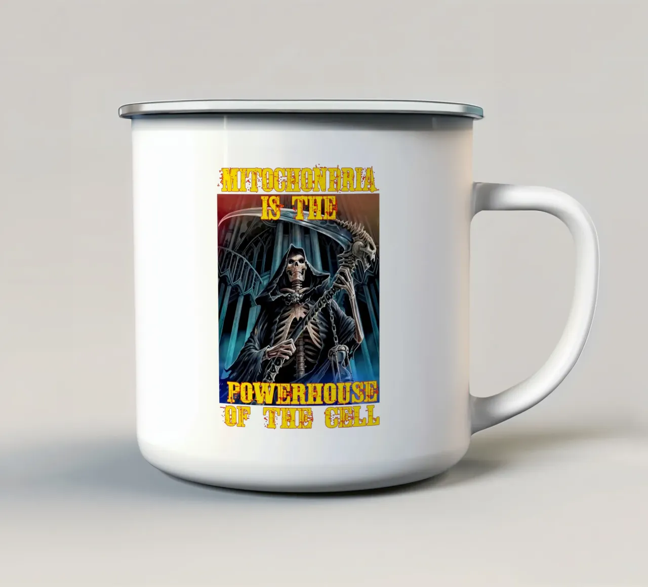 Mitocondri Divertente scheletro duro Meme Art tazza in smalto da samaras