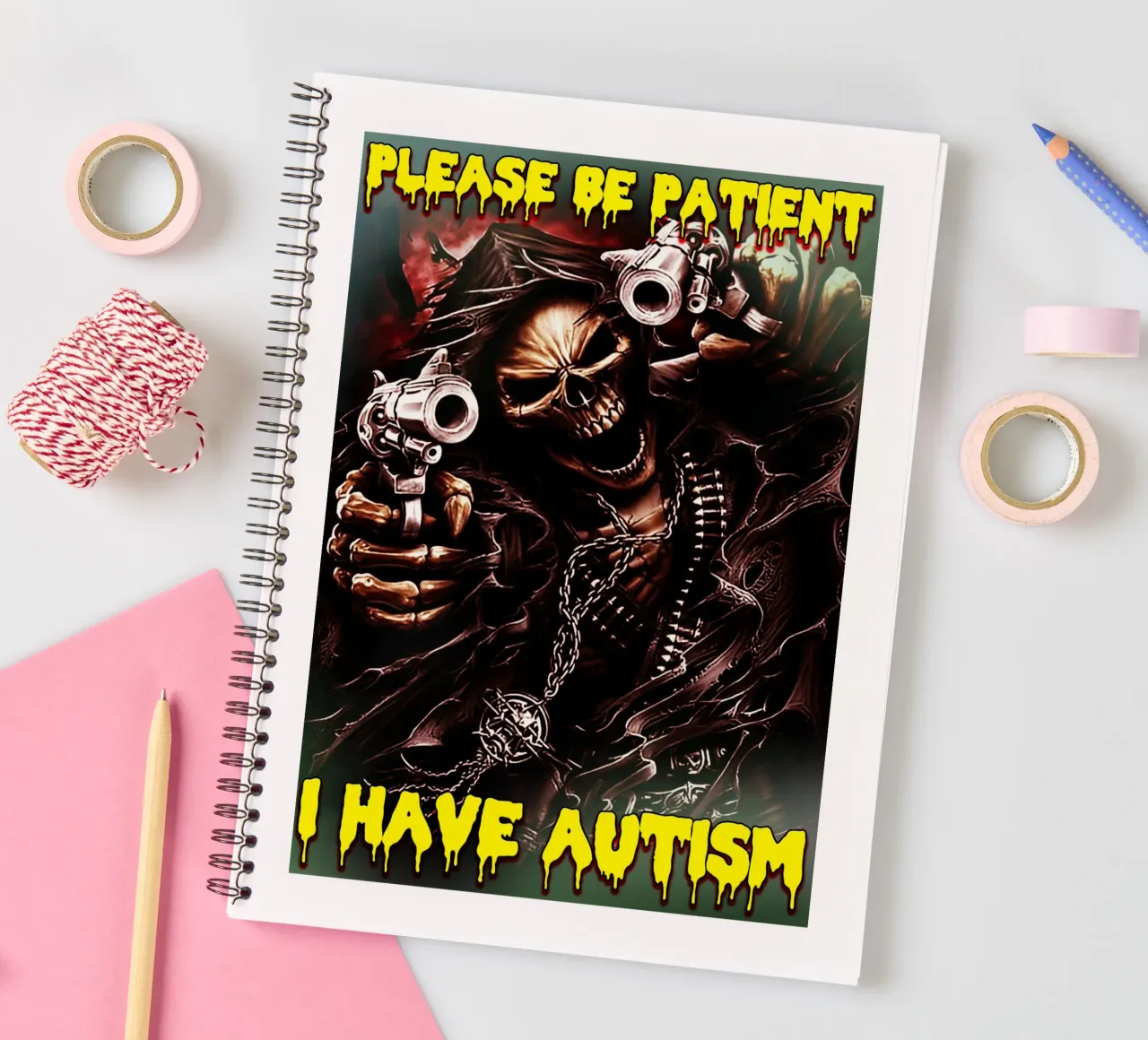 Hard skeleton meme Skeleton art design spiral notebook by samaras