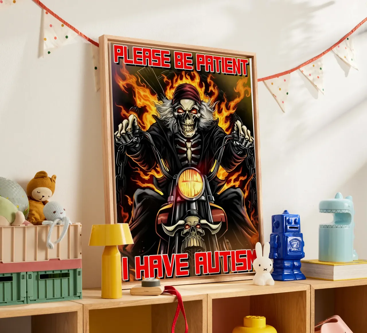 Please Be Patient I Have Autism Funny Hard Skeleton Meme canvas by samaras