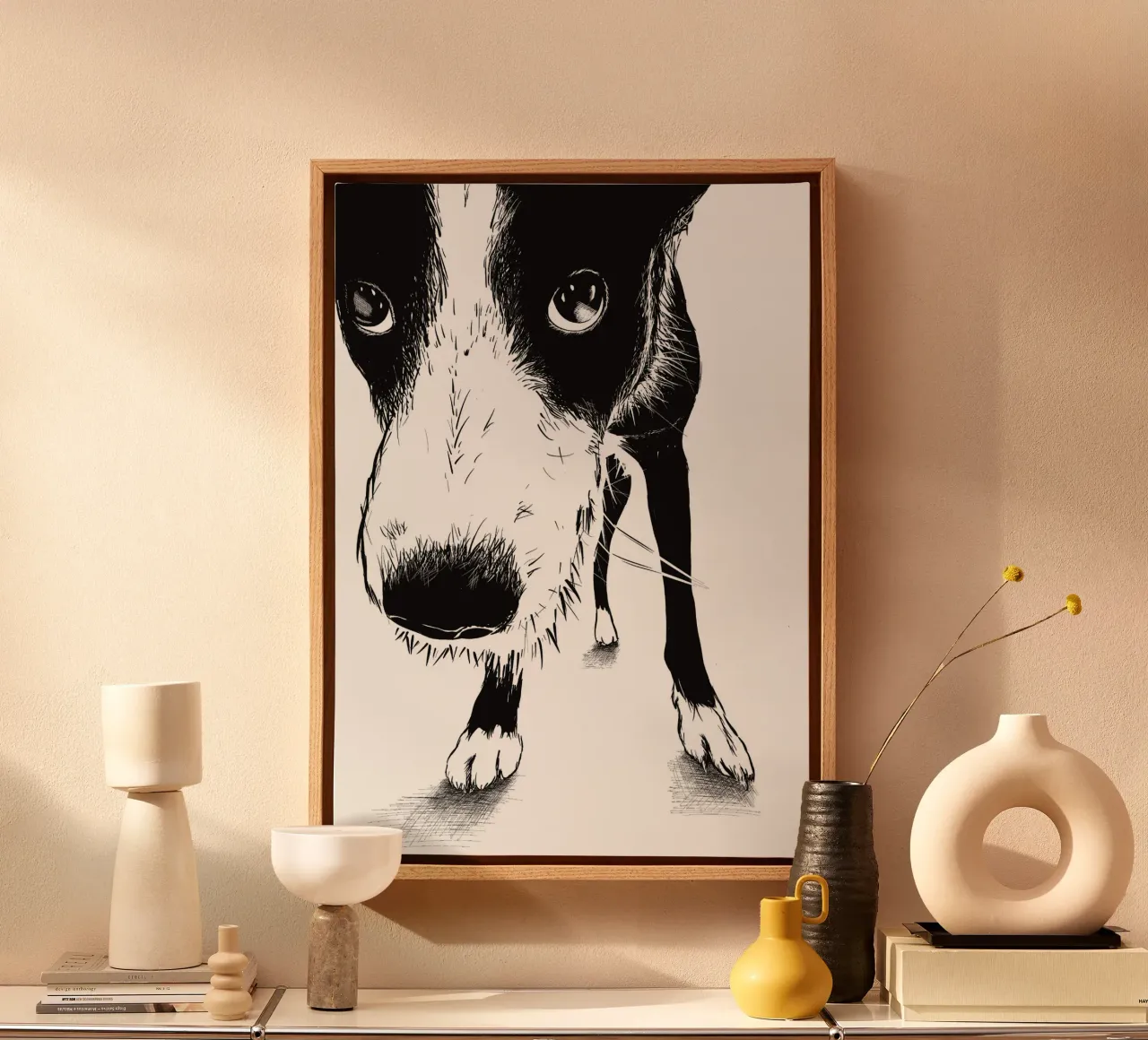 Ritratto di cane tela con Cornice a cassetta da Stella-Illustrations