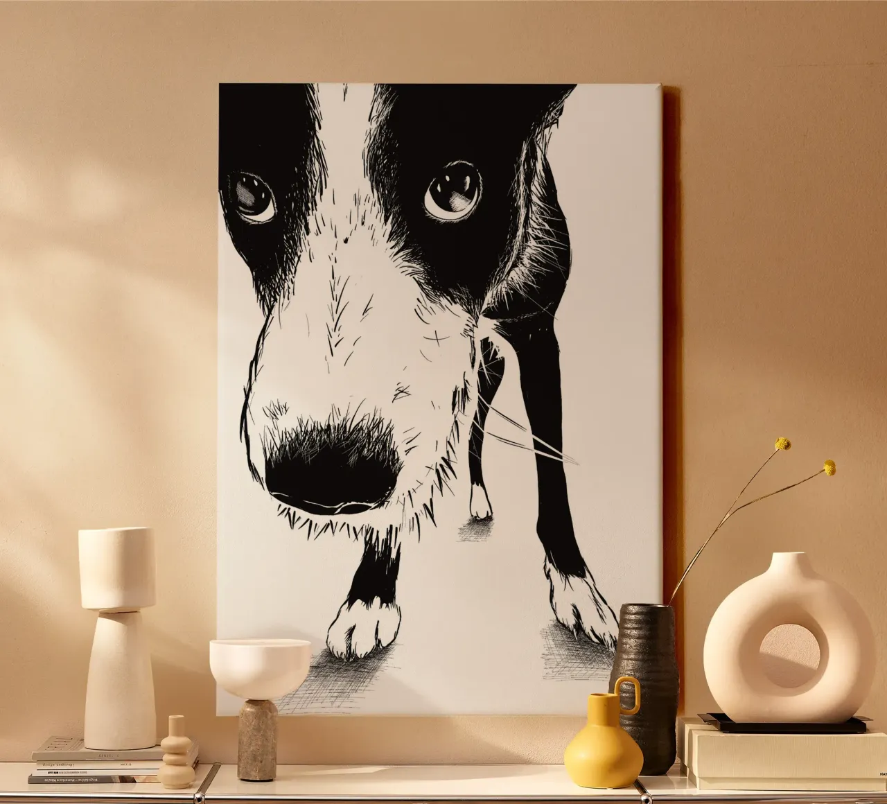 Ritratto di cane tela con Cornice a cassetta da Stella-Illustrations