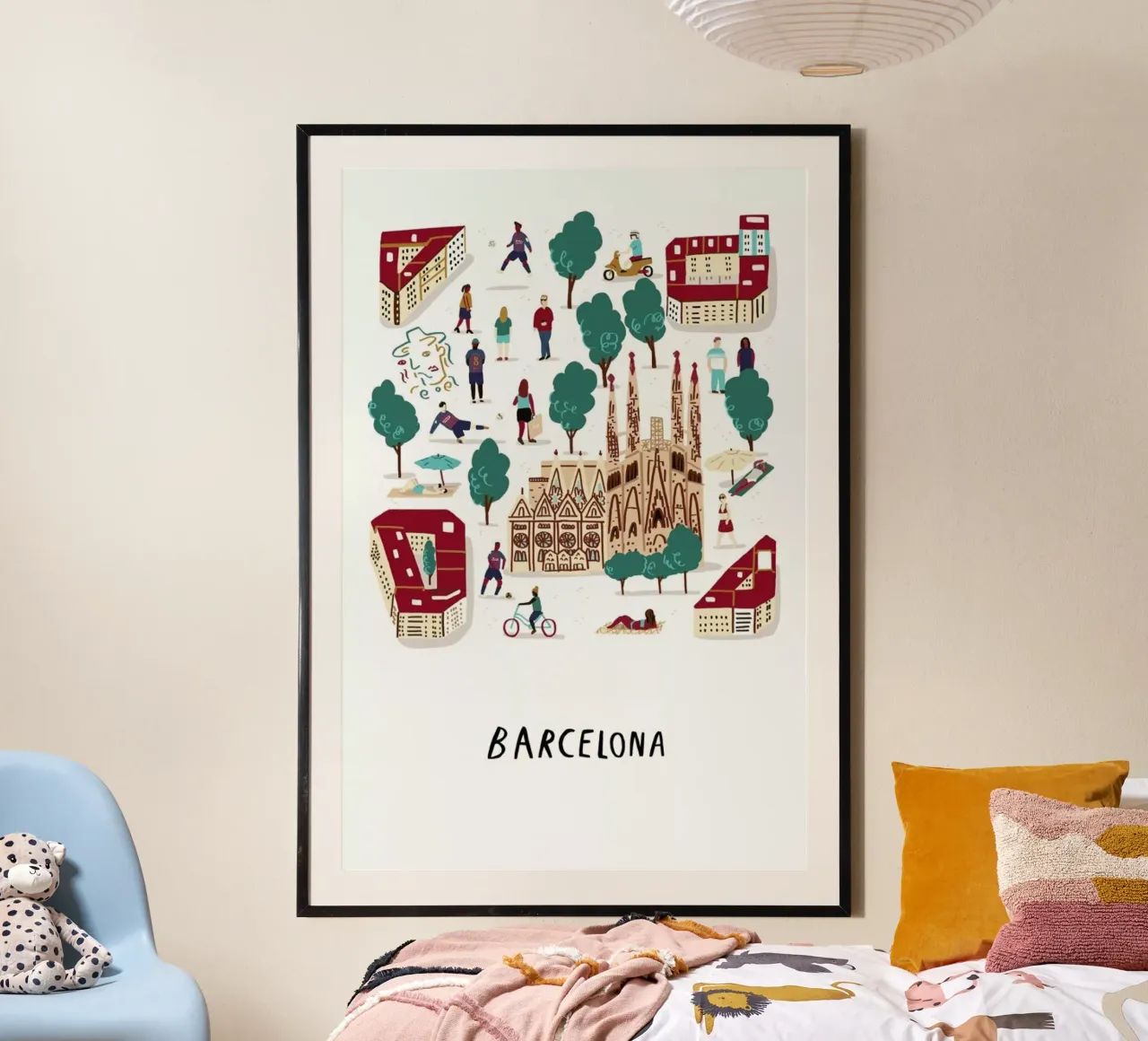 Barcellona poster con telaio in legno da Alex Foster