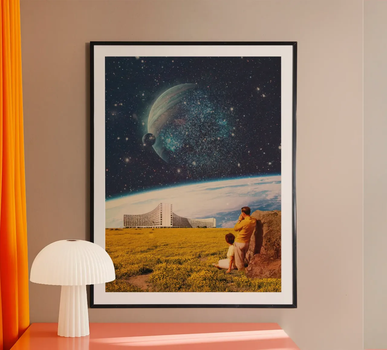Raccolta di ricordi dal futuro poster con telaio in legno da Frank Moth