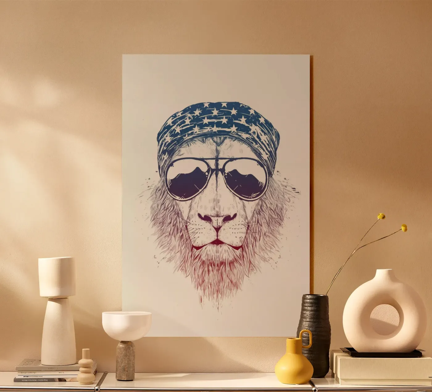 Wild Lion acryl van Balazs Solti