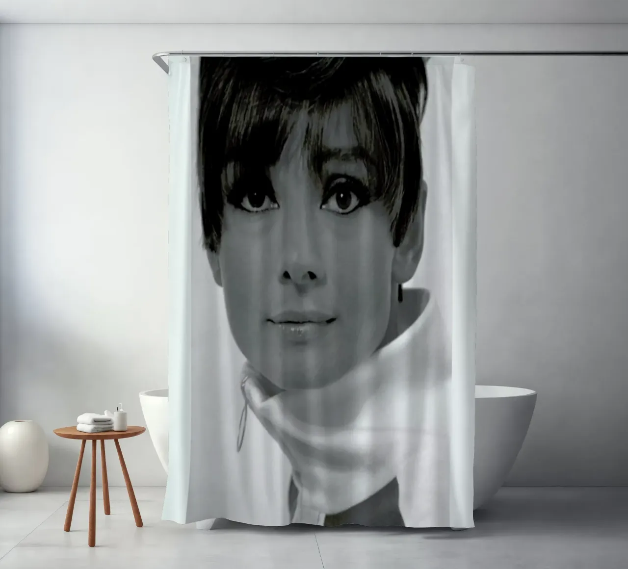 Audrey Hepburn, 1966 douchegordijn van Gallery Print and Art Limited