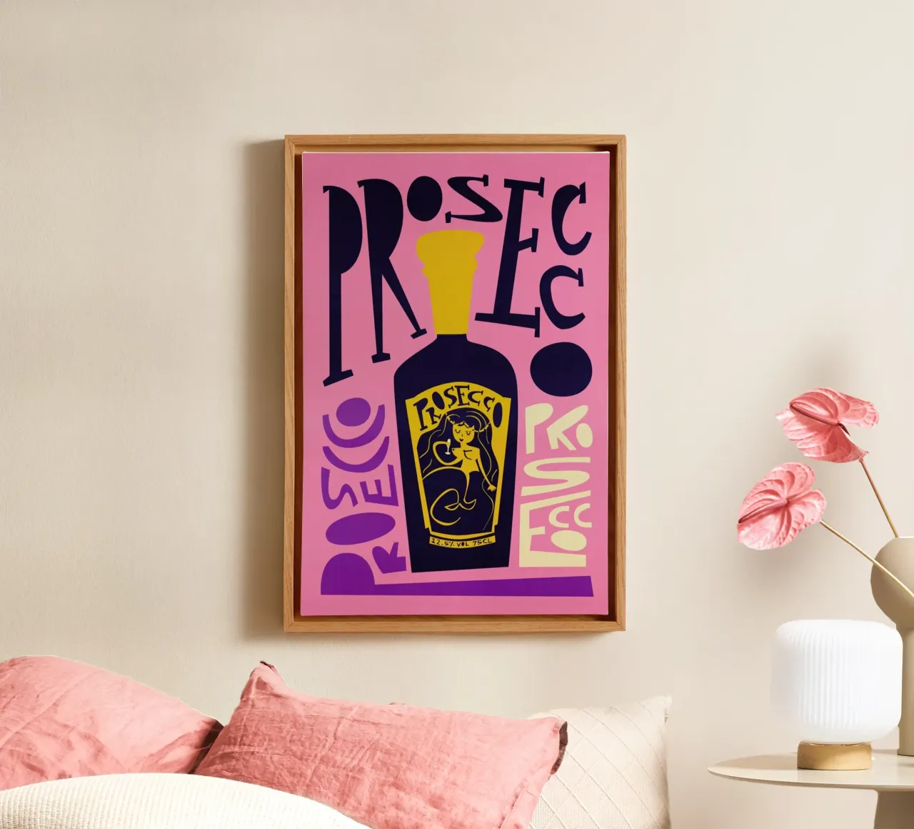 Prosecco canvas with Floater frame by Fox & Velvet