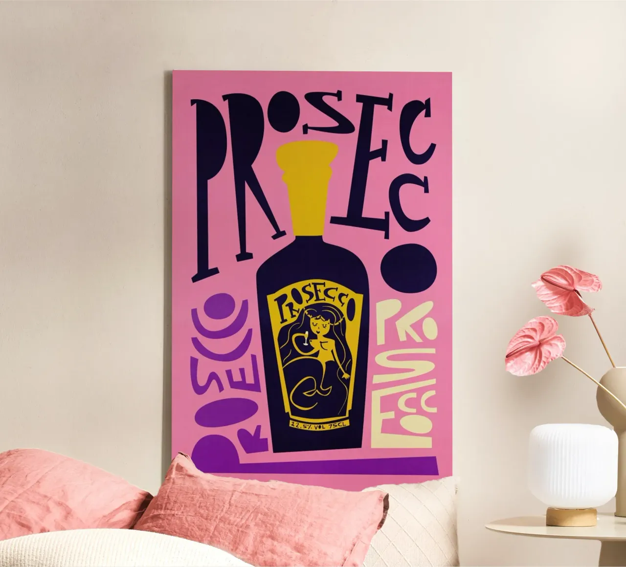 Prosecco canvas with Floater frame by Fox & Velvet