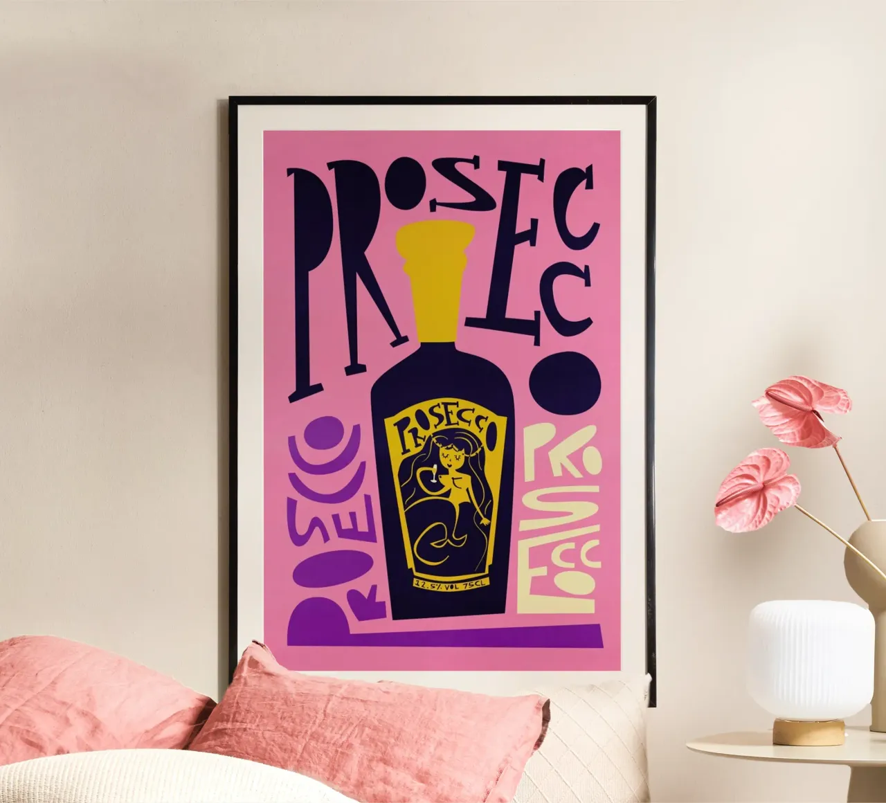 Prosecco poster con telaio in plastica da Fox & Velvet