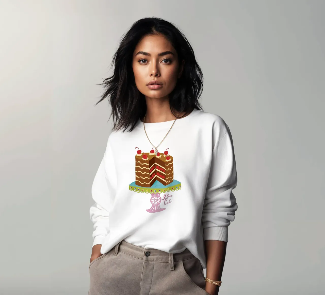 I love cake Retro look sweatshirt by DYDesign