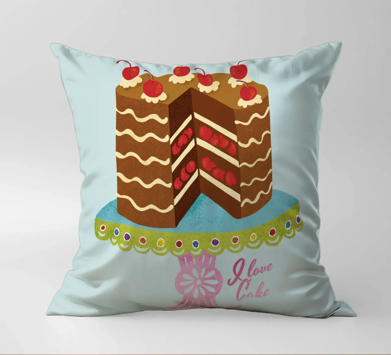 Adoro la torta Look retrò cuscino da DYDesign