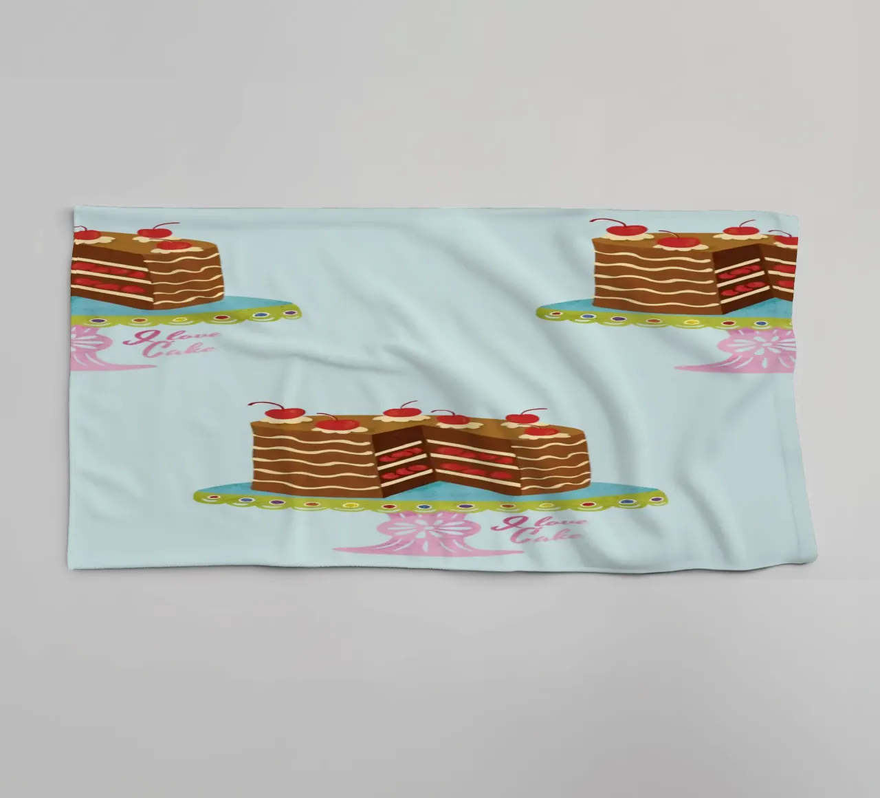 Ich liebe Kuchen im Retro-Look Handtuch von DYDesign