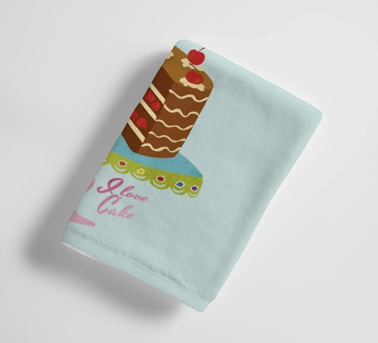 Ich liebe Kuchen im Retro-Look Handtuch von DYDesign