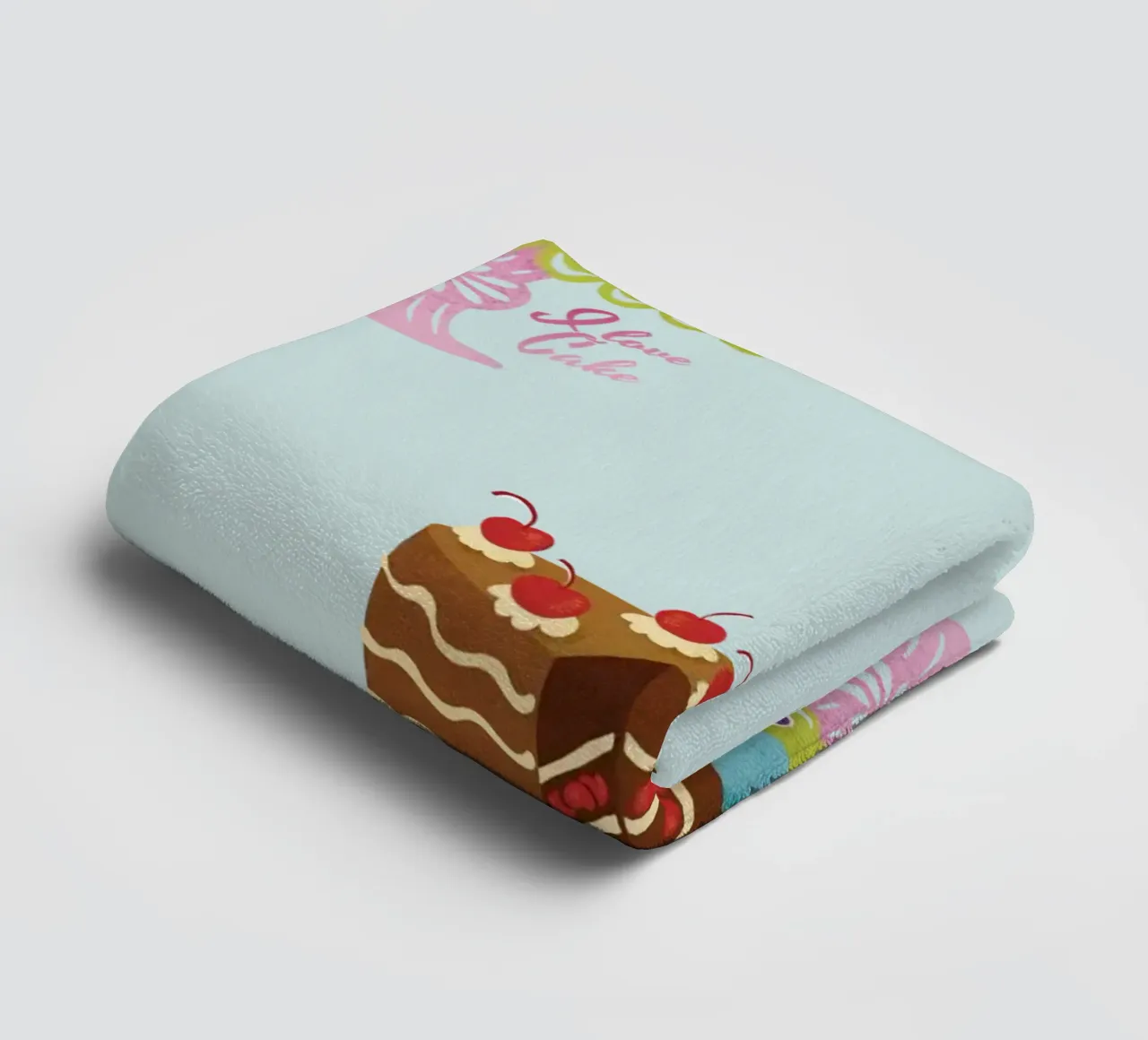 Ich liebe Kuchen im Retro-Look Handtuch von DYDesign