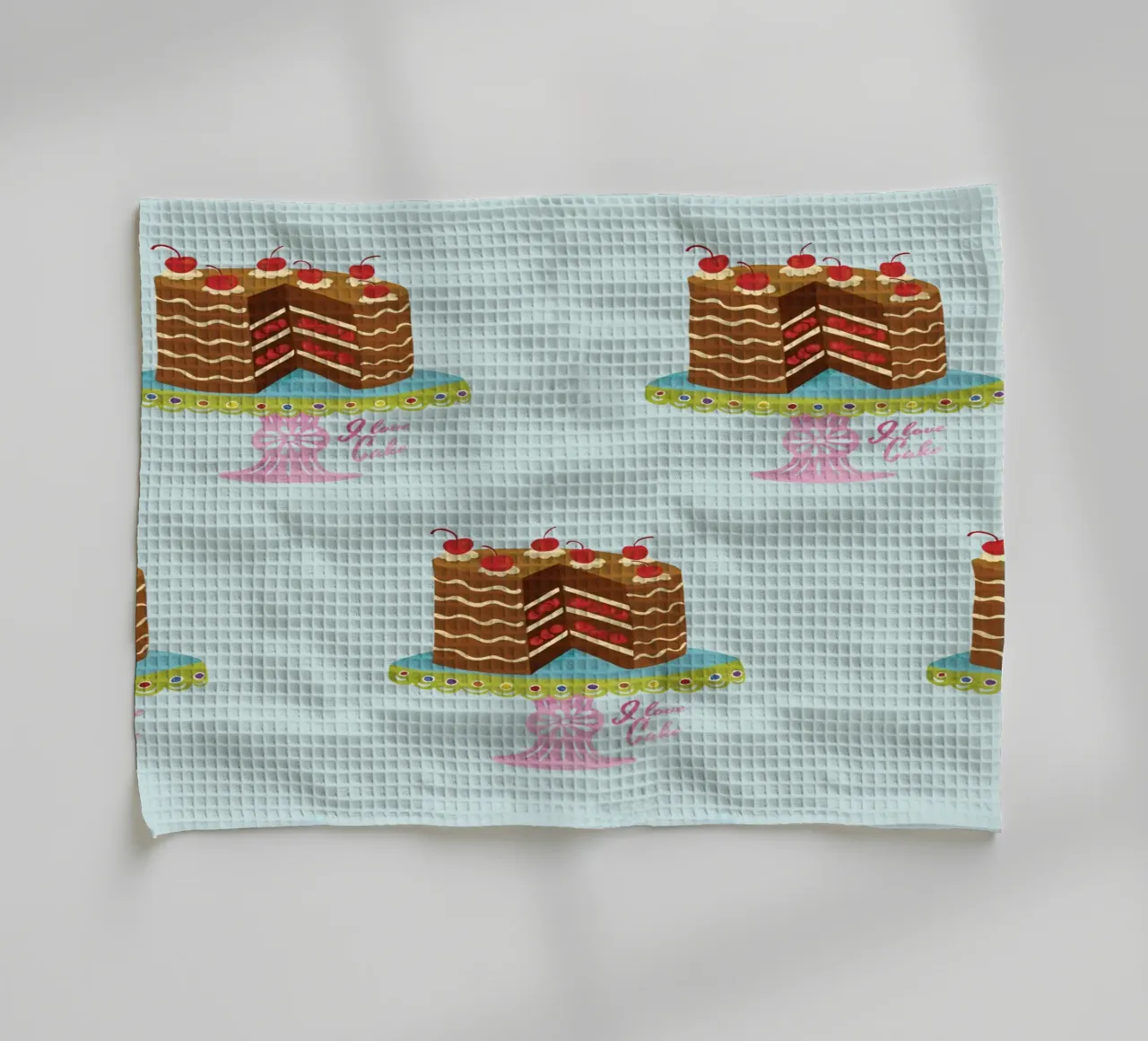 Ich liebe Kuchen im Retro-Look Geschirrtuch von DYDesign
