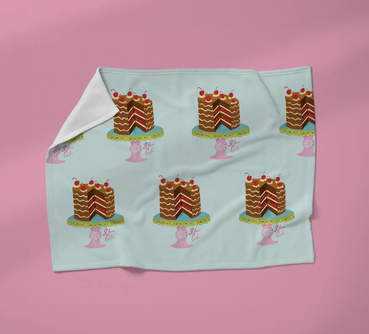 Ich liebe Kuchen im Retro-Look Fleecedecke von DYDesign