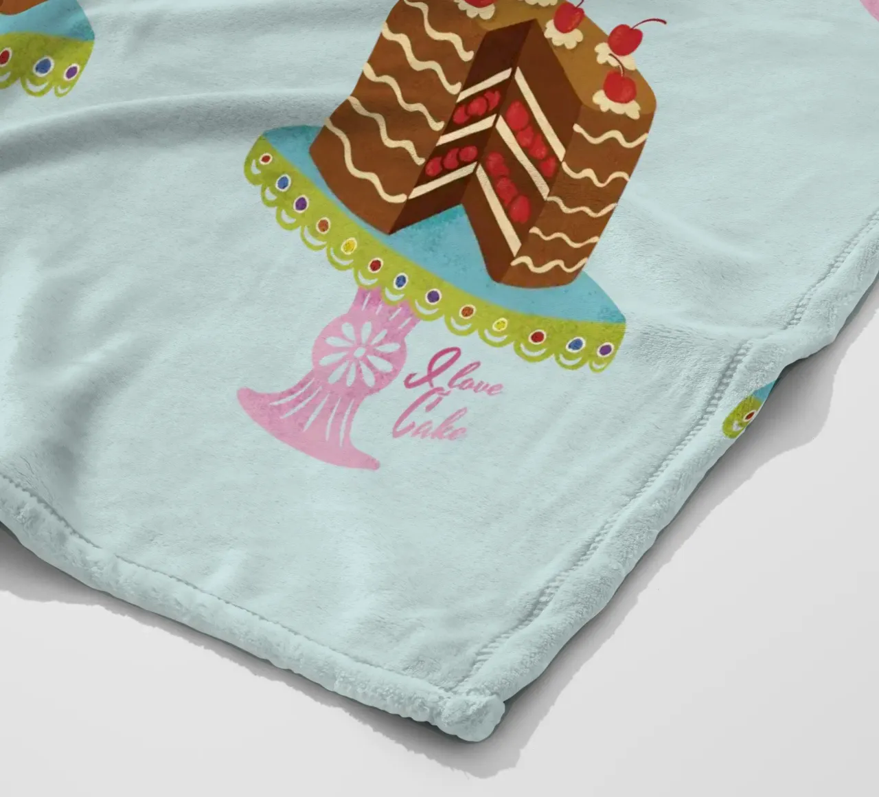 Ich liebe Kuchen im Retro-Look Fleecedecke von DYDesign