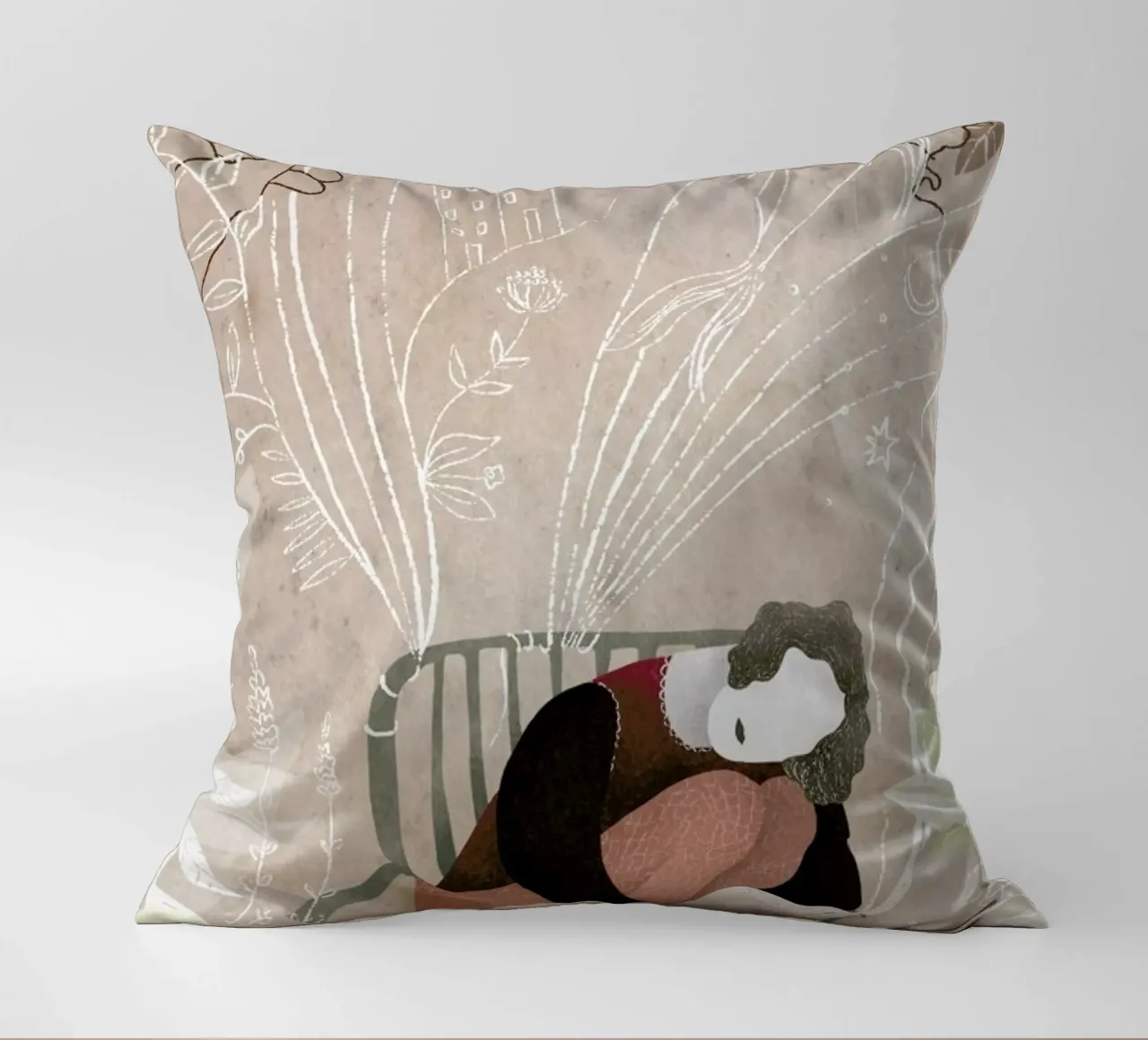Green Chair decorative cushion by Amalia Restrepo