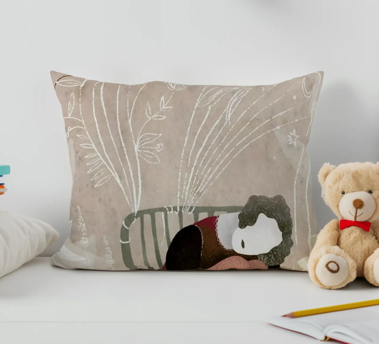 Green Chair decorative cushion by Amalia Restrepo