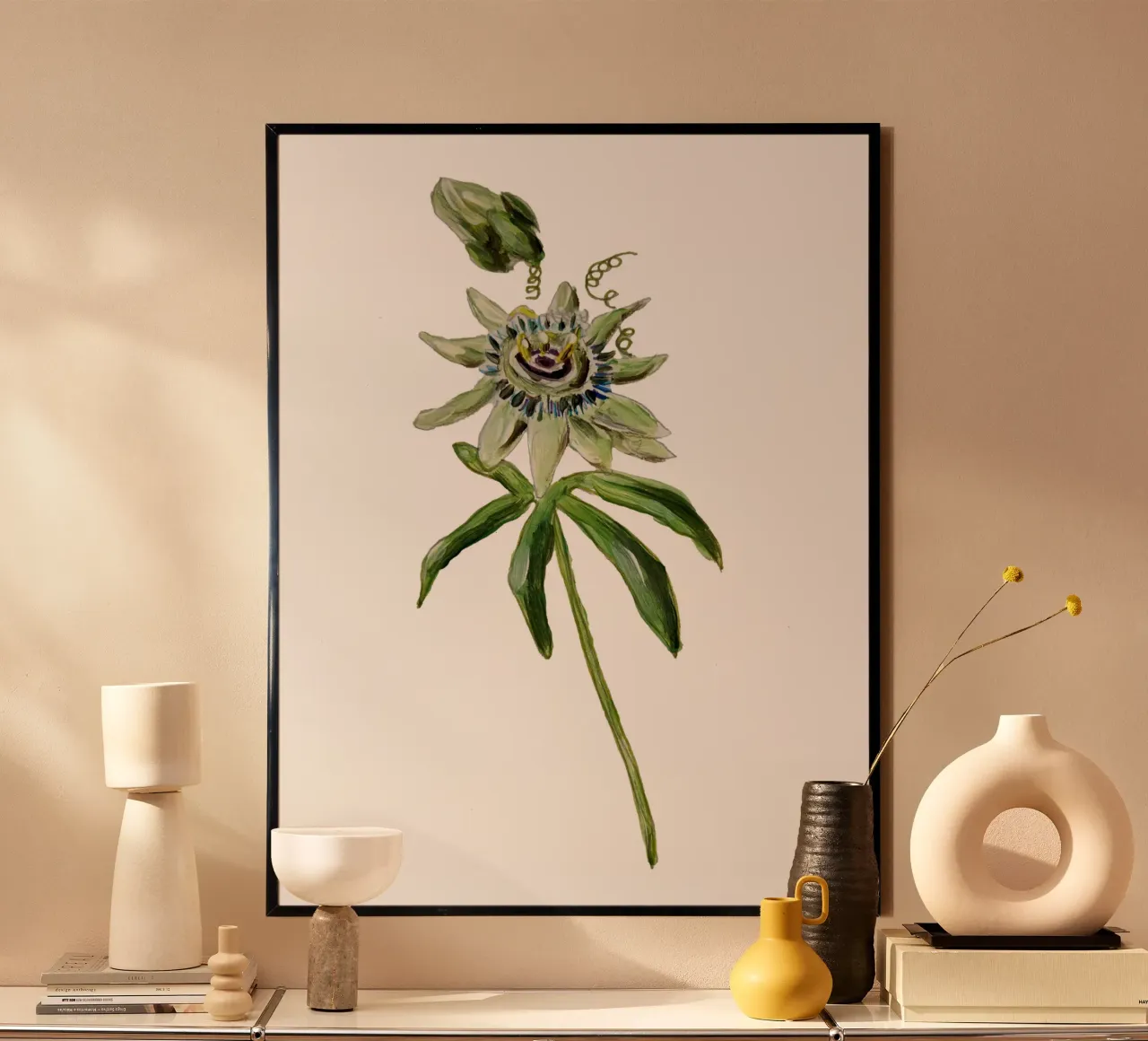 Passion flower poster con telaio in alluminio da Femke Zwaan