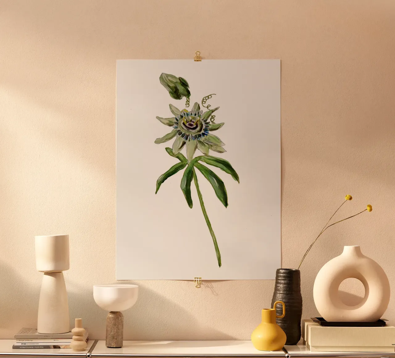 Passion flower poster con telaio in alluminio da Femke Zwaan