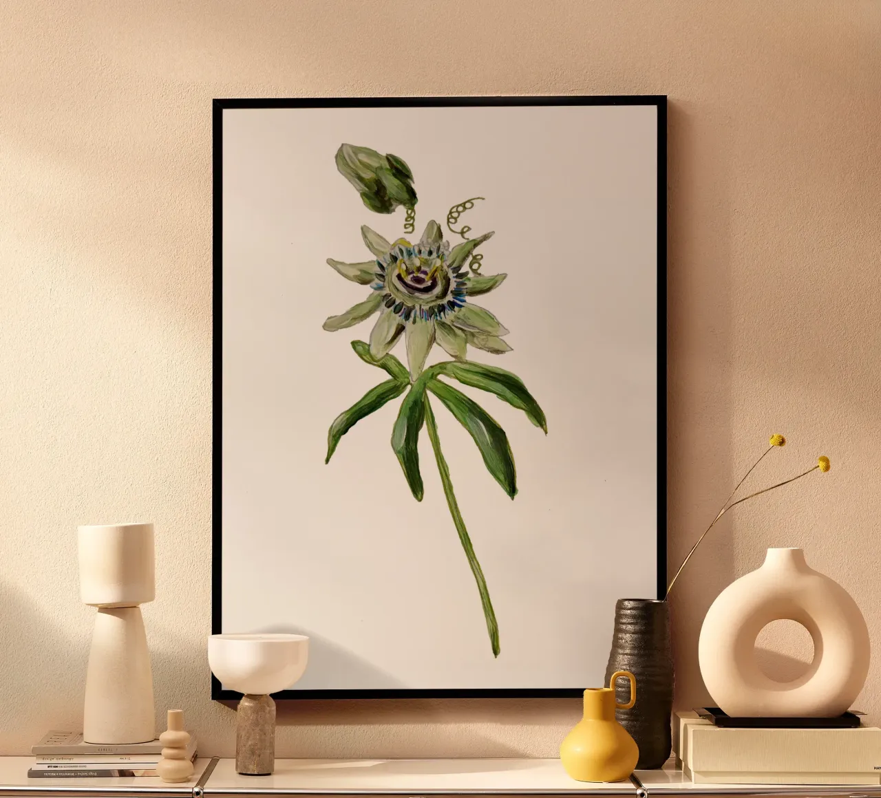 Passion flower poster con telaio in alluminio da Femke Zwaan