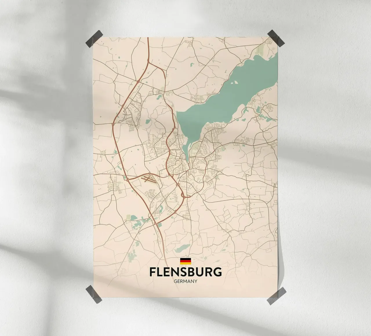 Flensburg DE poster con telaio in alluminio da Jacob W MICKELSON