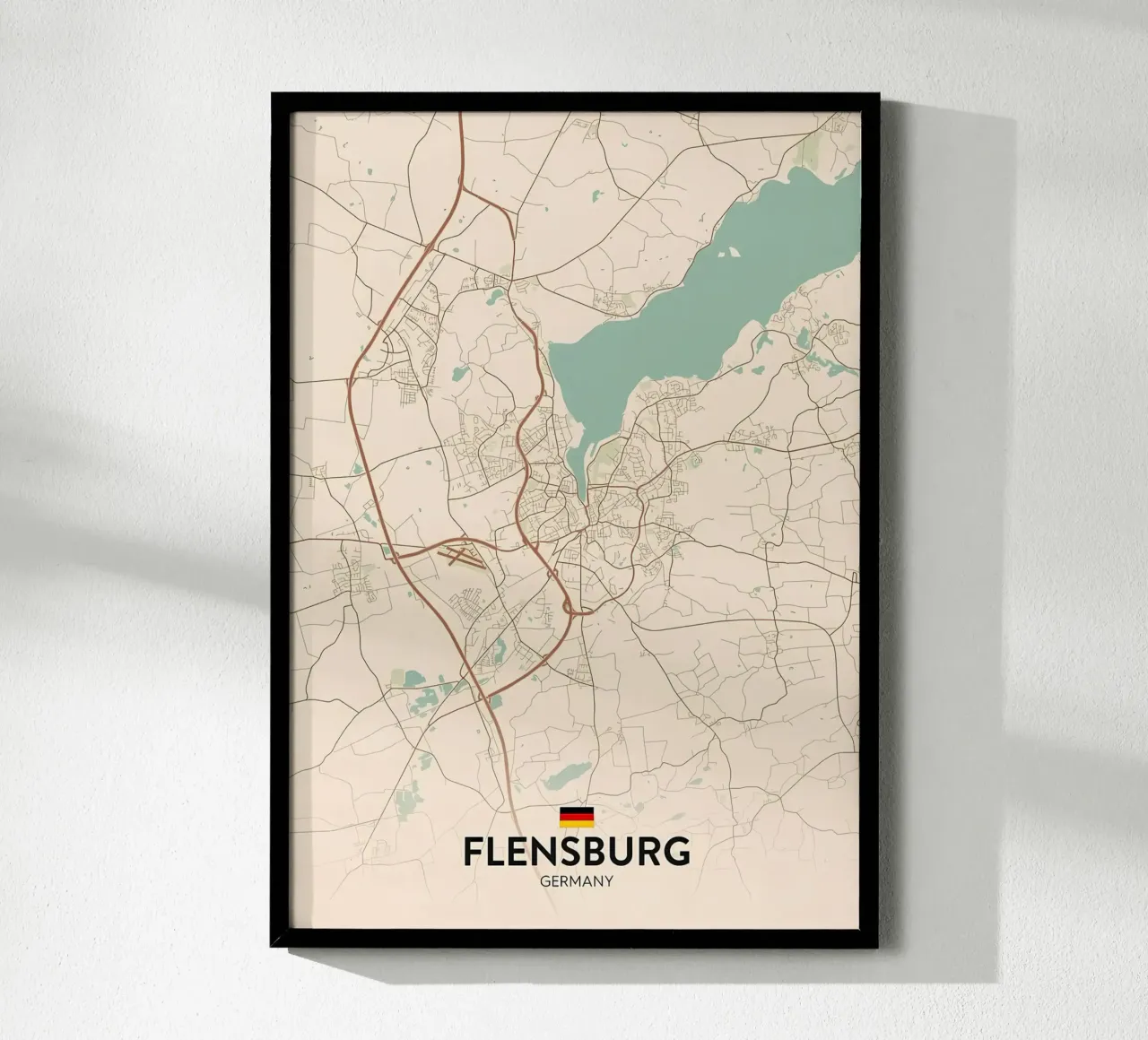 Flensburg DE poster con telaio in alluminio da Jacob W MICKELSON