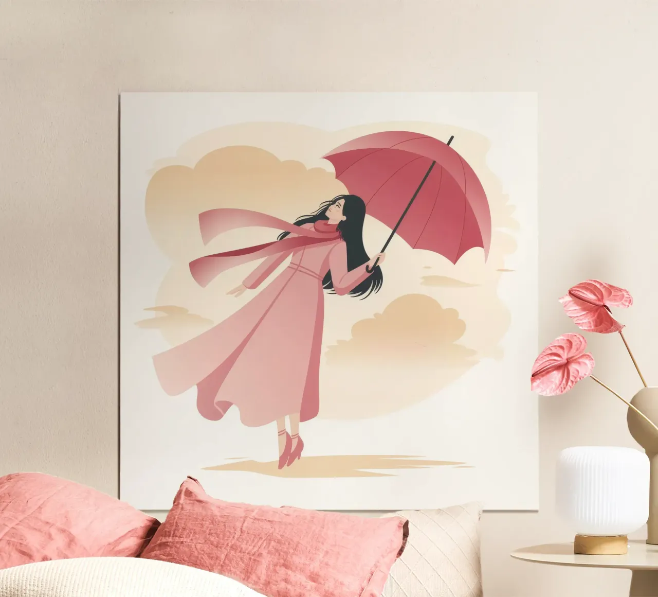 Volo grazioso dell'ombrello poster con telaio in alluminio da Atelier Tiga