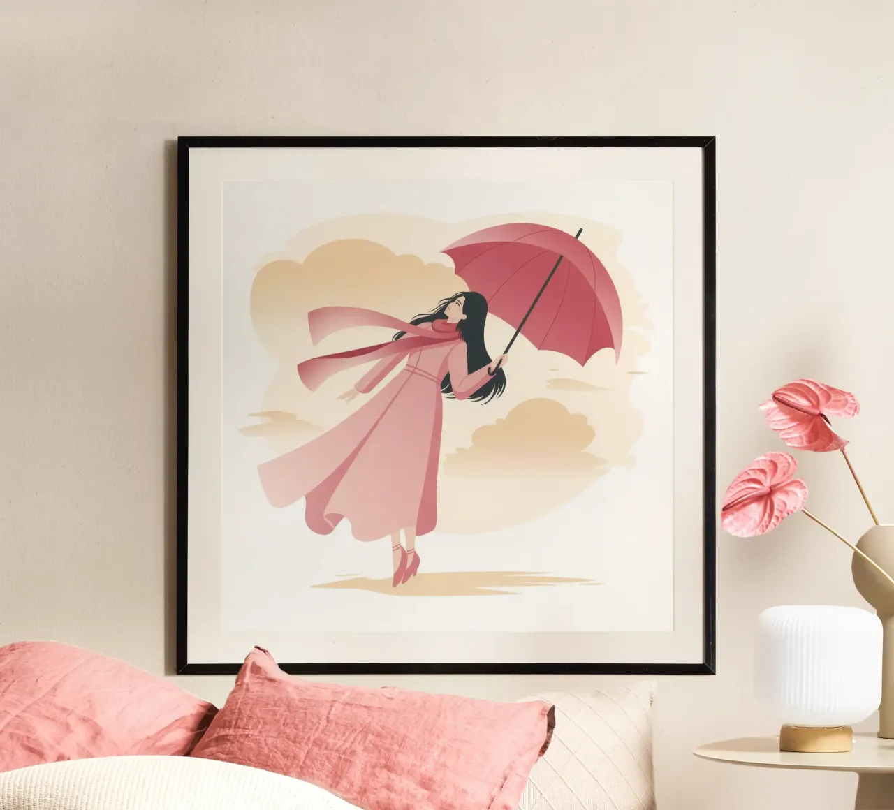 Volo grazioso dell'ombrello poster con telaio in alluminio da Atelier Tiga