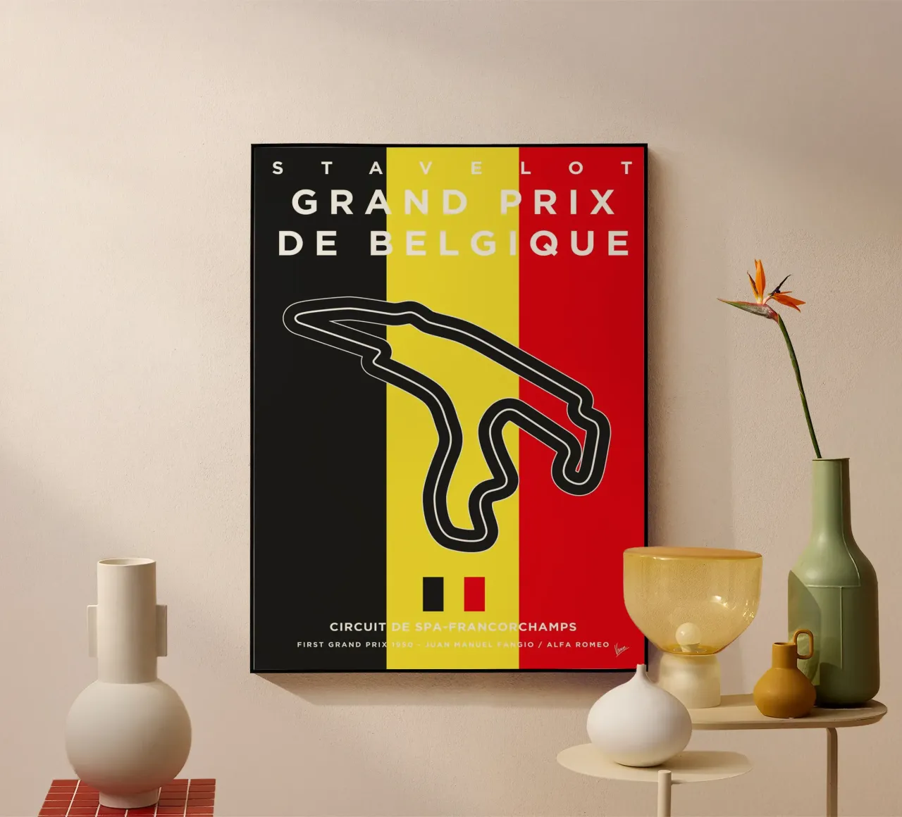My 1950 F1 Francorchamps Race Track Minimal Poster plexiglass da Formula Art