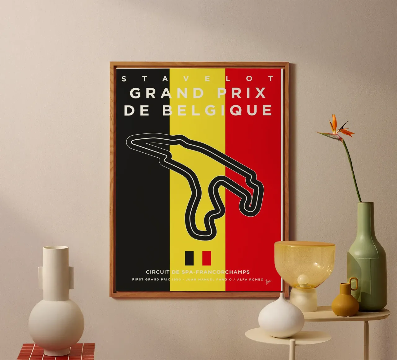 My 1950 F1 Francorchamps Race Track Minimal Poster alluminio dibond da Formula Art