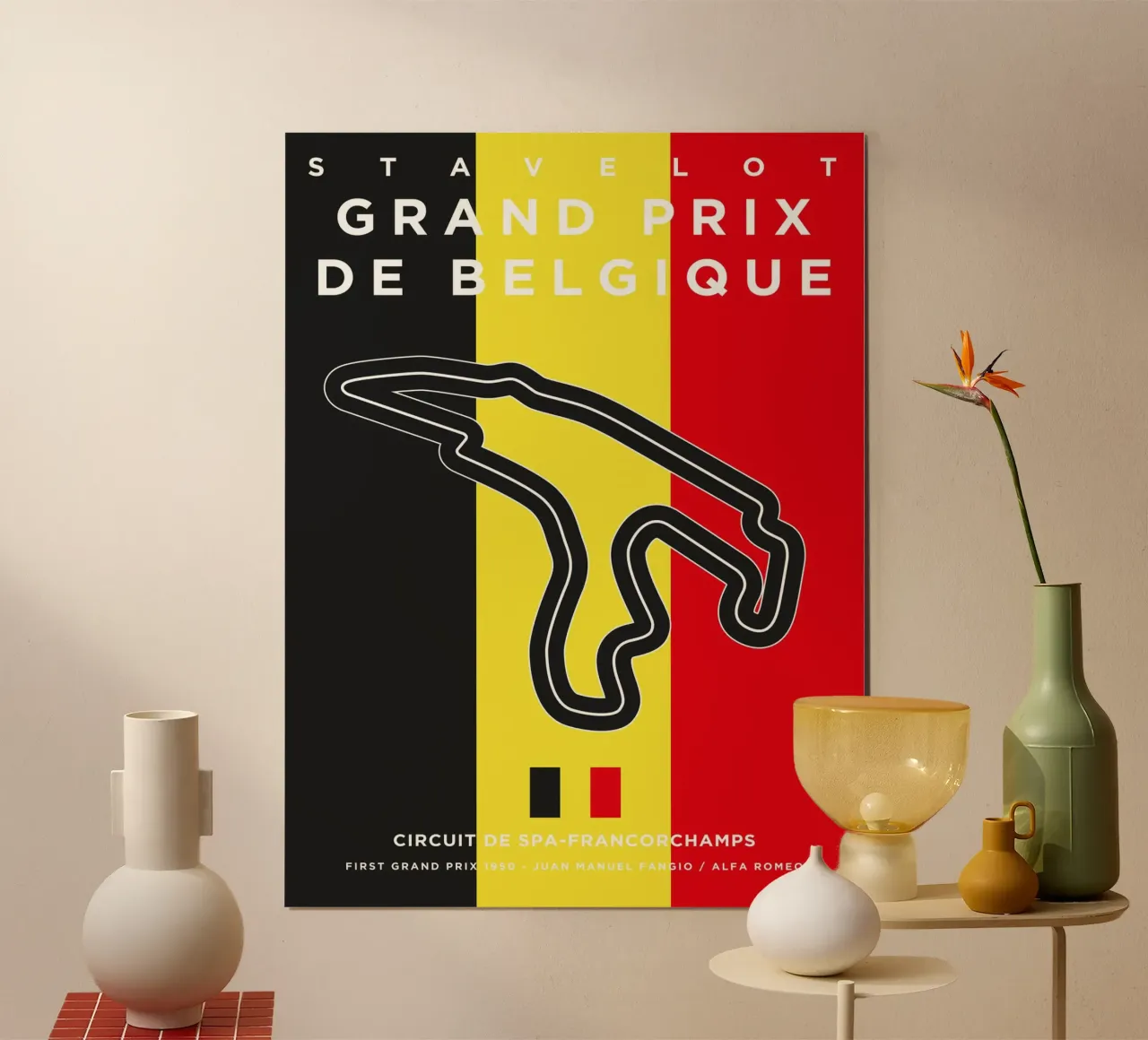 My 1950 F1 Francorchamps Race Track Minimal Poster carta hahnemühle da Formula Art