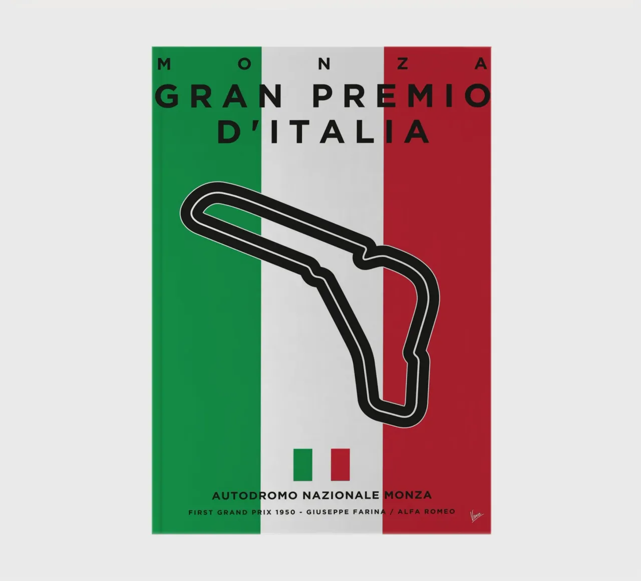 1950 F1 MONZA Race Track notebook by Formula Art