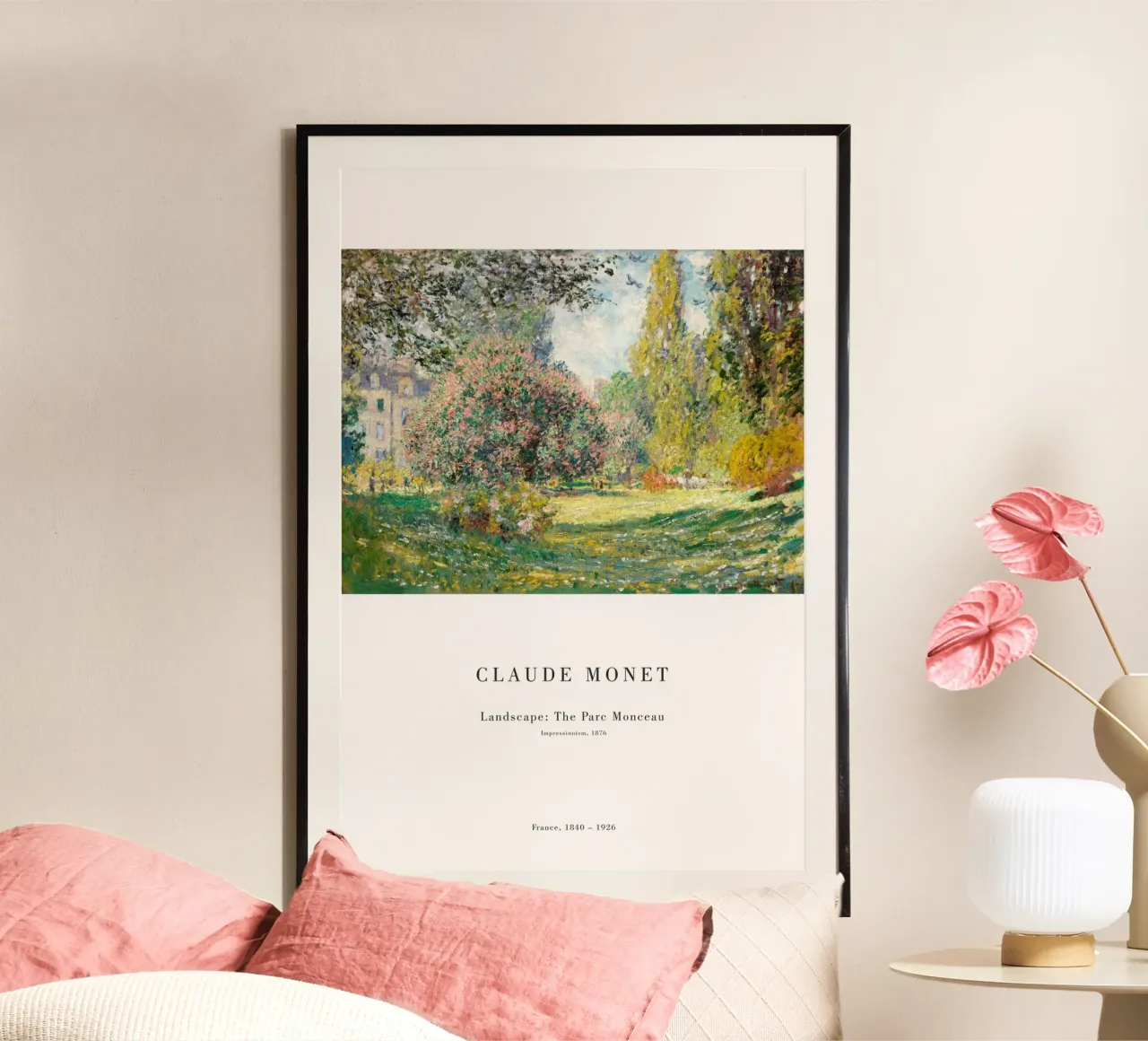 Claude Monet - Parco Monceau poster con telaio in legno da Old Masters
