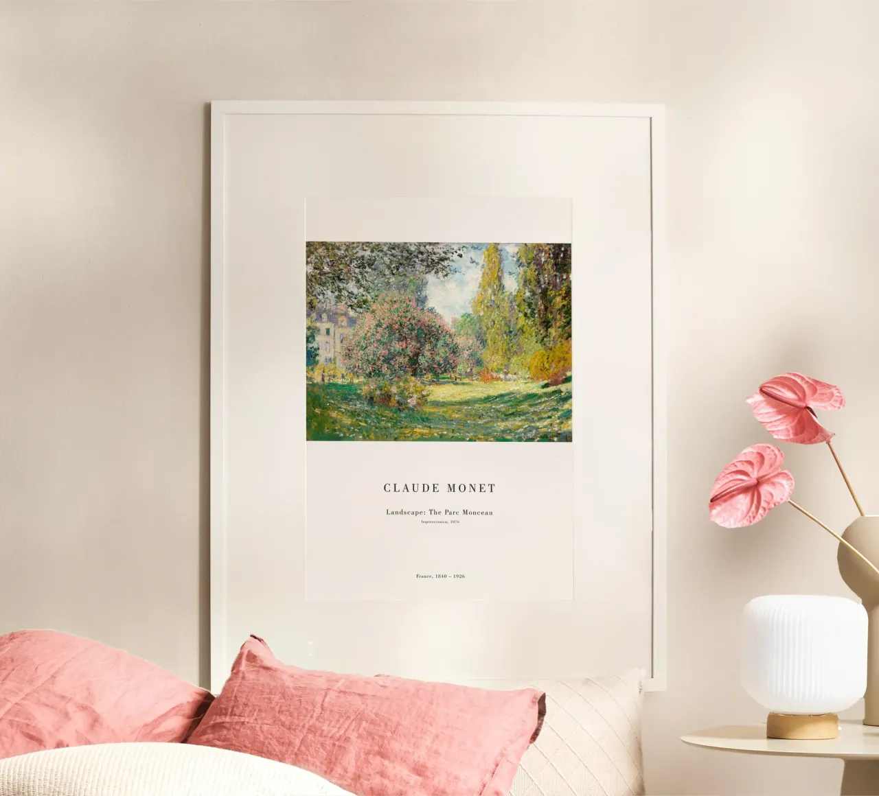 Claude Monet - Parco Monceau poster con telaio in legno da Old Masters