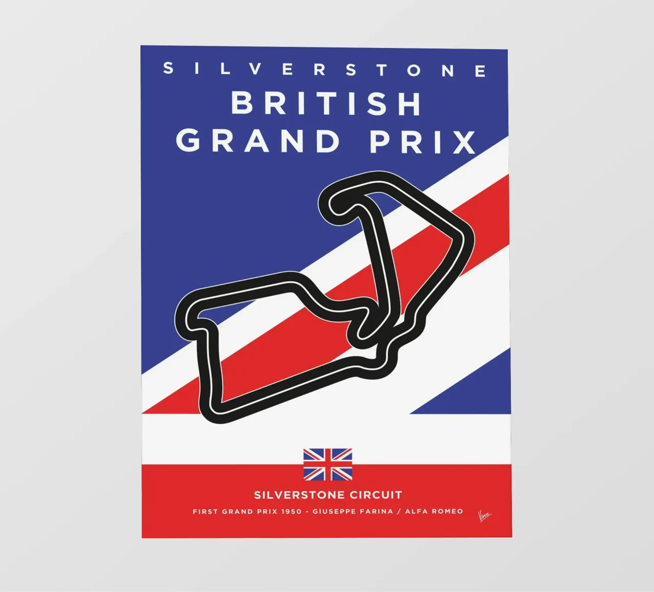 My 1950 F1 Silverstone Race Track Minimal Poster telo in pvc da Formula Art