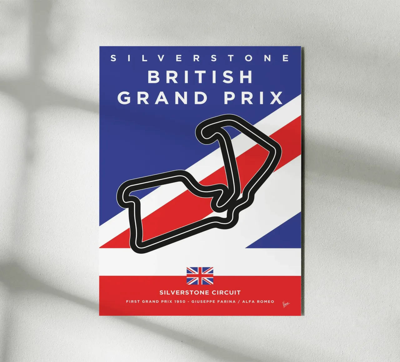 My 1950 F1 Silverstone Race Track Minimal Poster alluminio dibond da Formula Art