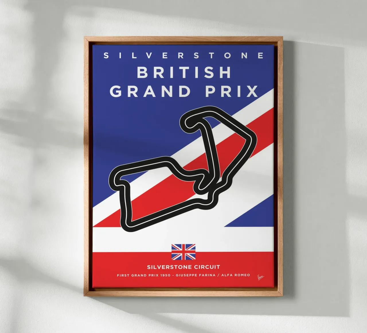 My 1950 F1 Silverstone Race Track Minimal Poster tela da Formula Art